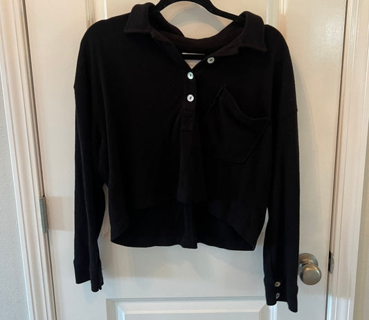 Every Chunky Knit Henley Women’s Size Large Black