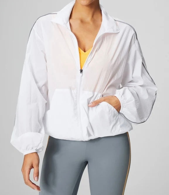 Fabletics Oversized Reflective Flyweight Windbreaker Jacket Women’s XS NWT White