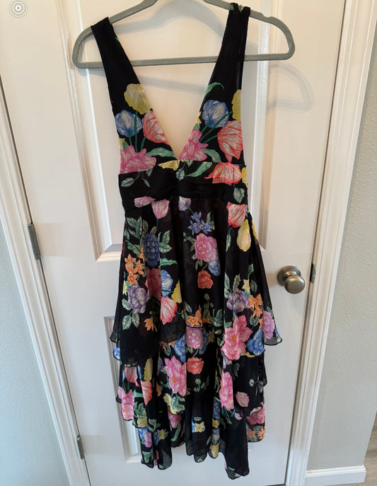 Topshop Frieda Floral Midi Dress Women’s Size 6 Black