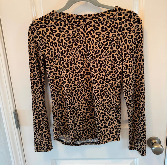 No Boundaries Leopard Long Sleeve Top Women’s Medium Brown