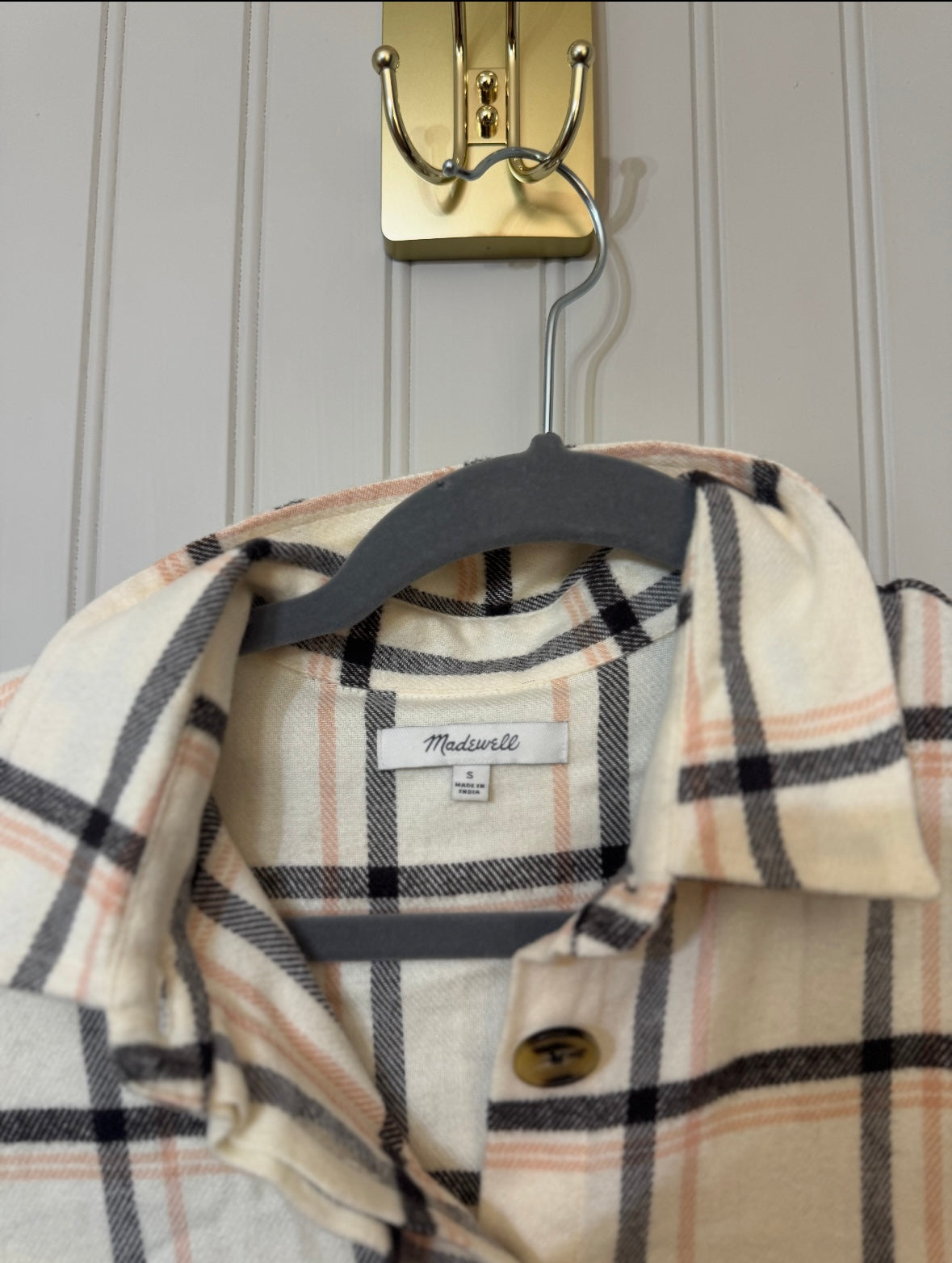 Madewell Plaid Flannel Top Women’s Small Cream