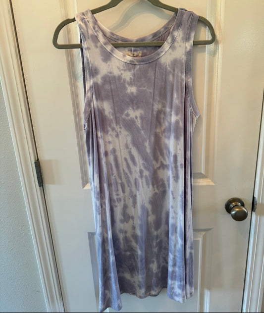 Thread & Supply Tie Dye Sleeveless Shirt Dress Women’s Size Large Purple