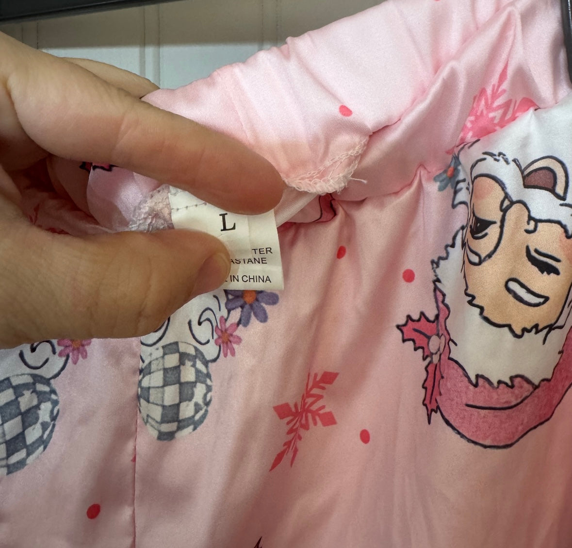 Santa Satin Pajamas Women’s Large Pink