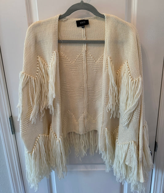 Vici Fringe Cardigan Sweater Women’s Size S/M Cream