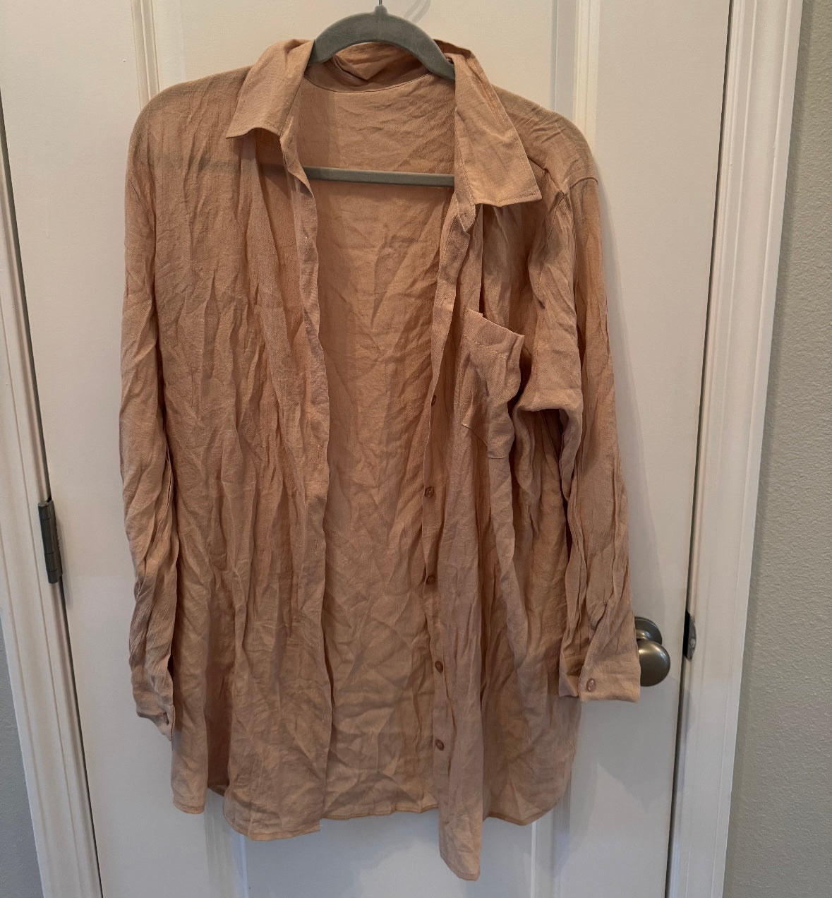 Button Front Top Women’s One Size Tan