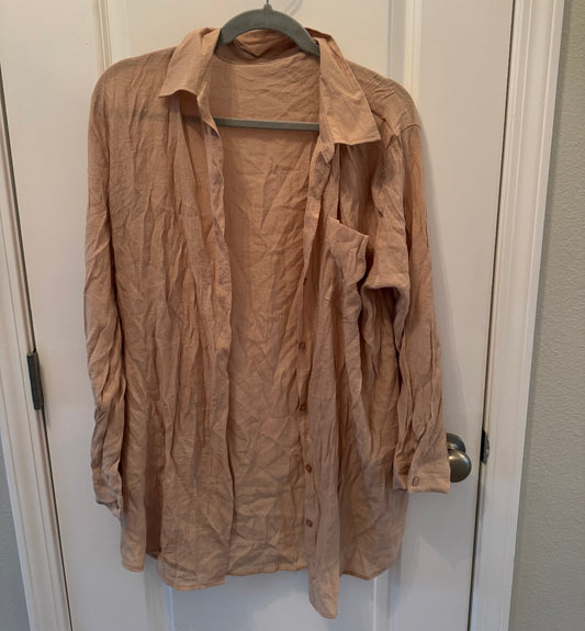 Button Front Top Women’s One Size Tan