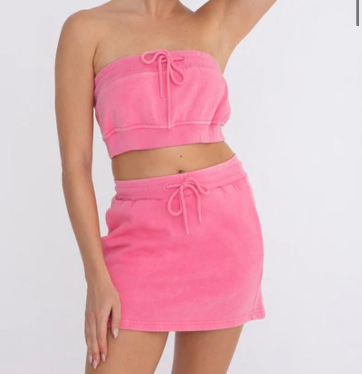 Mono B Brushed Tube Top & Skirt Matching Set Women’s Size Small 4-6 Pink