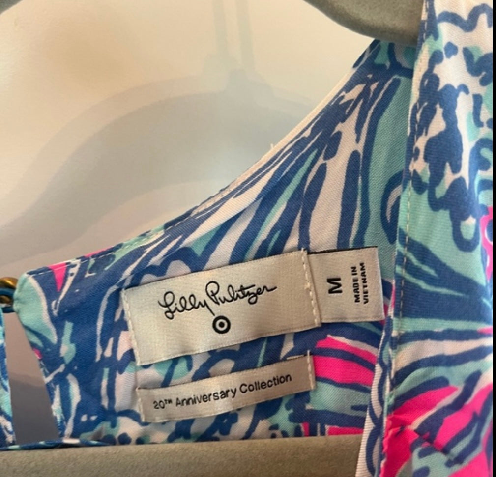 Lilly Pulitzer Sleeveless Floral Maxi Dress Jr’s Size Medium Blue