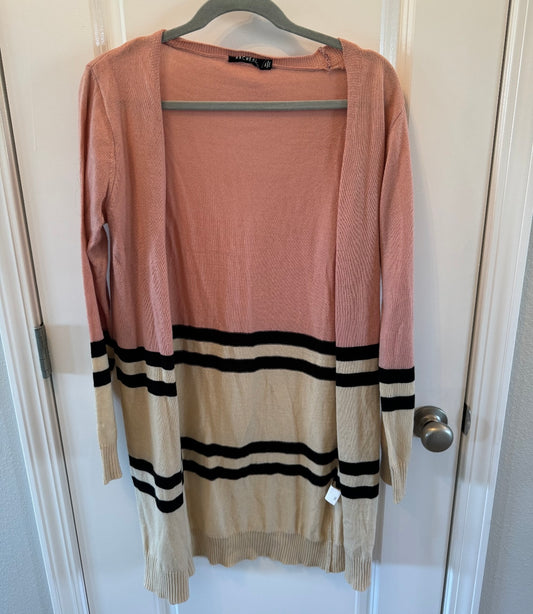 Stripe Open Front Cardigan Sweater Women’s Size M/L Light Pink