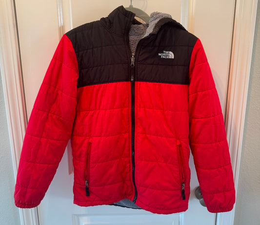 The North Face Full Zip Quilted Hooded Jacket Youth Boys Size Large Red