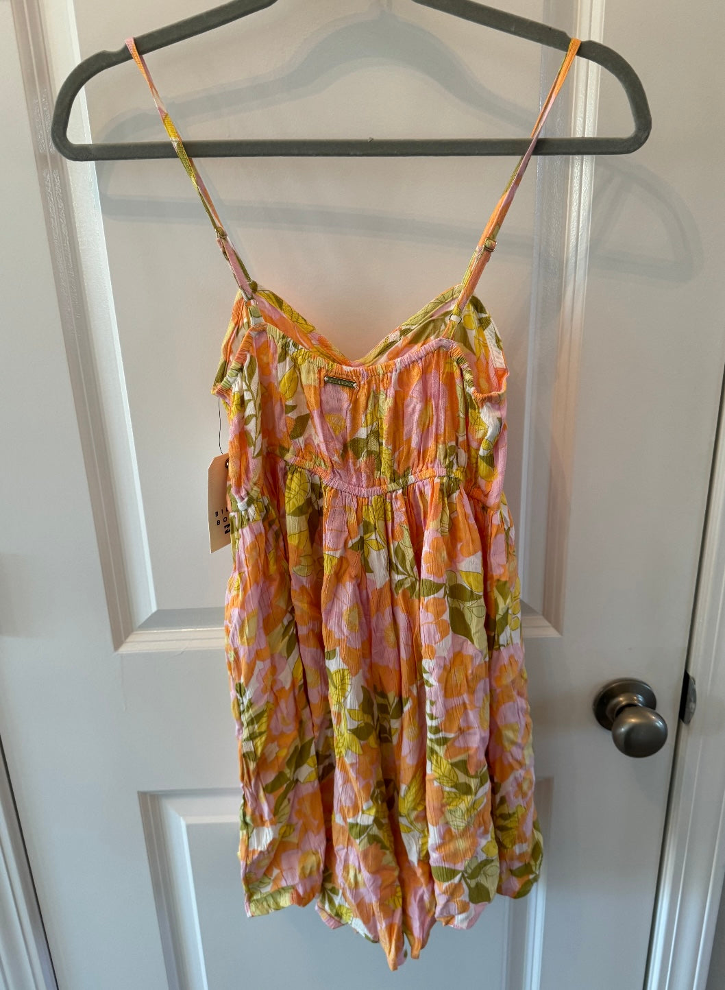 Billabong Floral Day Glow Romper Women’s Size Small Yellow