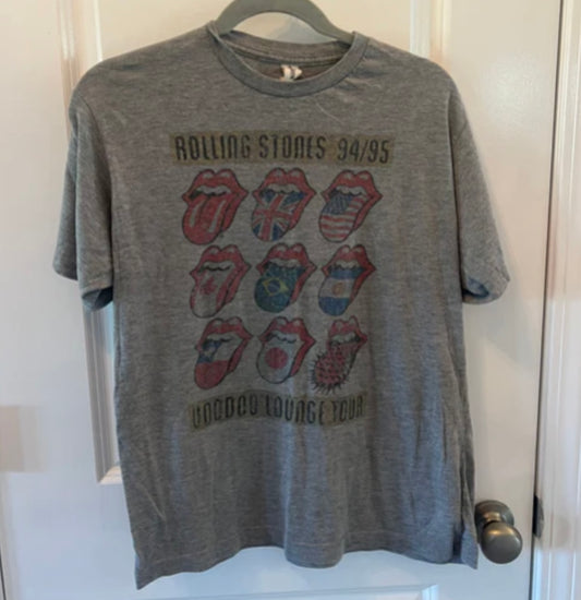 Rolling Stones Short Sleeve Band Tee Women’s Size Medium Heather Gray