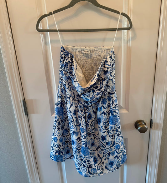 Abercrombie & Fitch Floral Mini Dress Women’s Medium White Blue