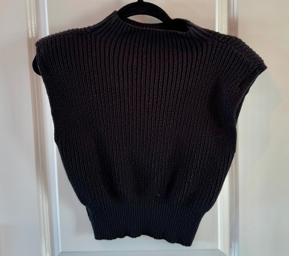 Cider Ribbed Knit Sleeveless Sweater Women’s Size XXS Black