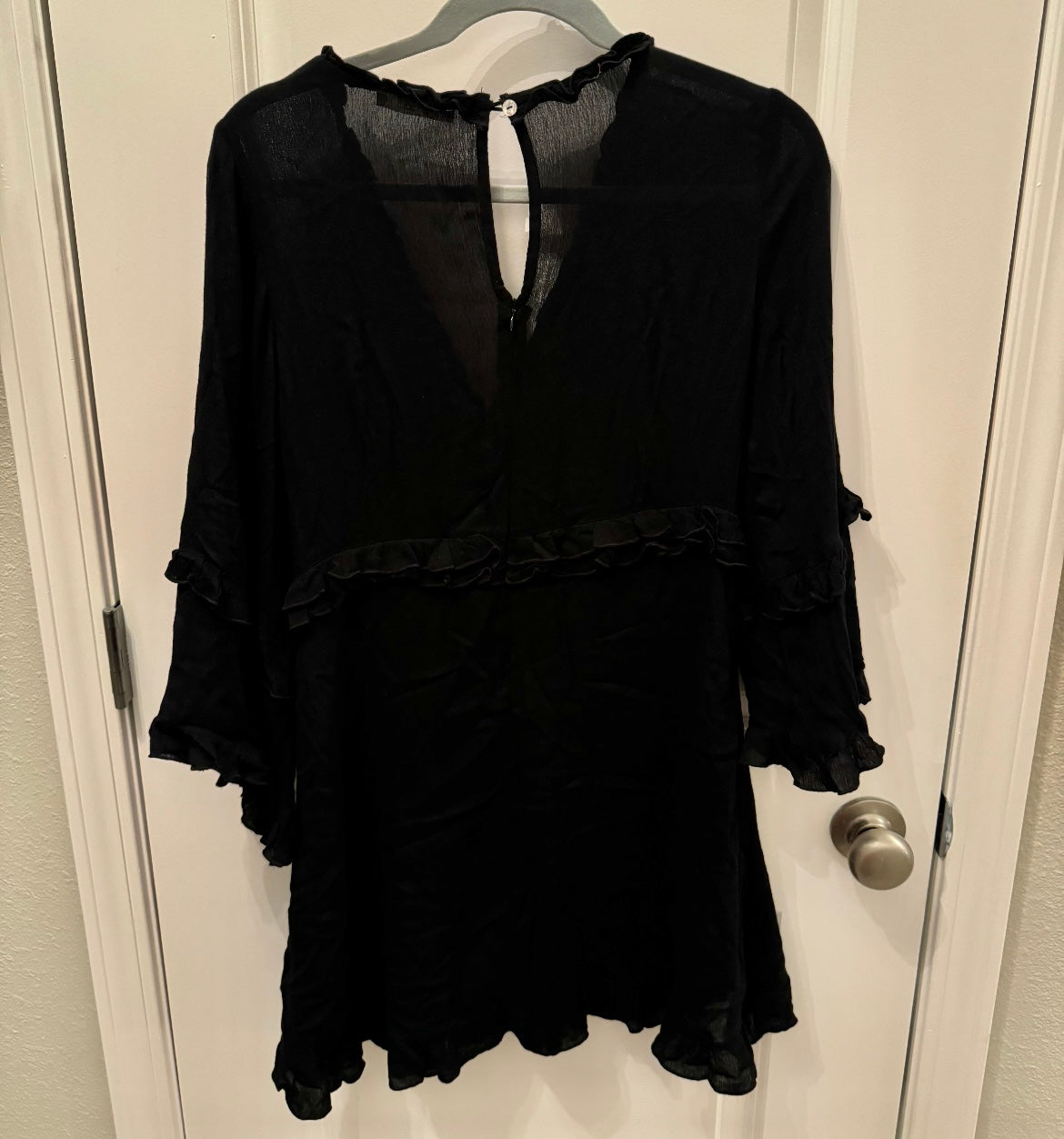 Illa Illa Long Sleeve Ruffle Mini Dress Women’s Size Small Black