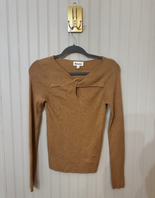 Twist Front Knit Top Women’s Small Tan