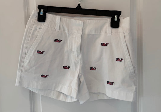 Vineyard Vines Embroidered Whale Every Day Shorts Women’s Size 00 White