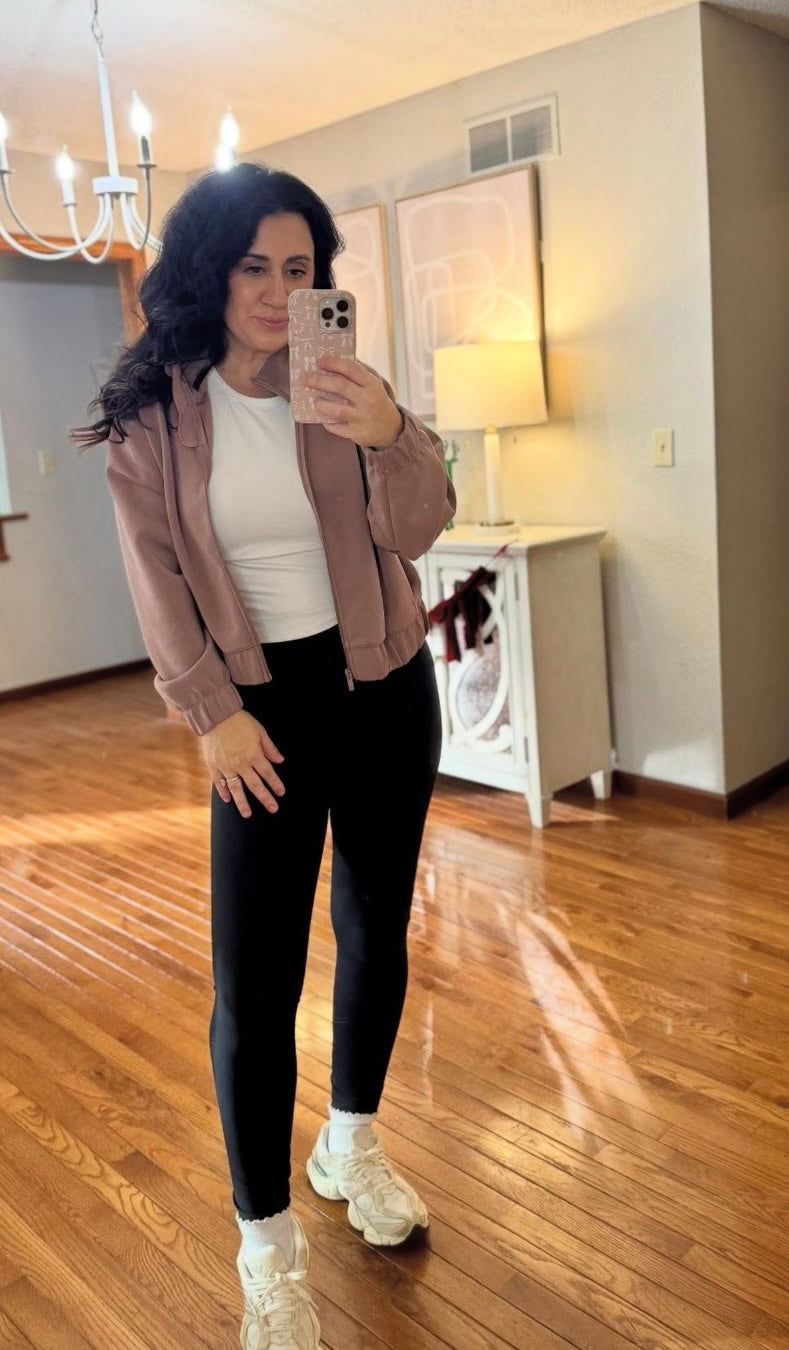 All in Motion Airy Sleek Full Zip Jacket Women’s Large Light Brown