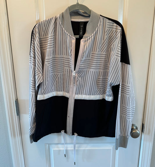 Stripe Active Track Jacket Women’s Size Medium Black White