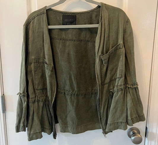 Anthropologie Sanctuary Military Frill Peplum Jacket Women’s Size Small Cadet