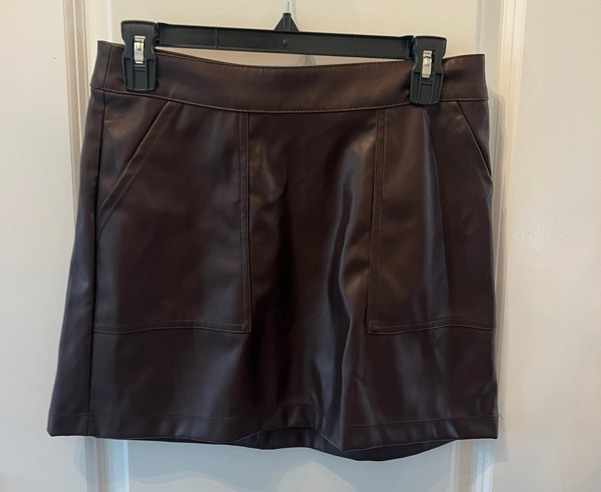 Faux Leather Mini Skirt Women’s Size XS Dark Brown