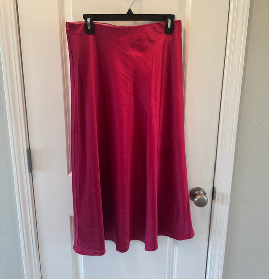 Satin Midi Skirt Women’s Large Pink