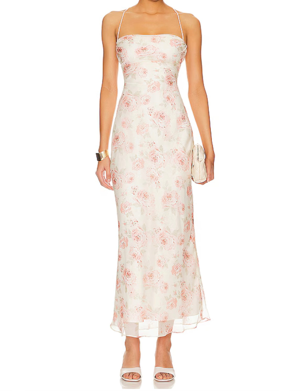 Revolve More To Come Gabriela Maxi Dress in Blush Floral Dress Women’s Size XS Cream