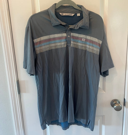 Travis Mathew Stipe Short Sleeve Golf Polo Men’s Size Large Gray