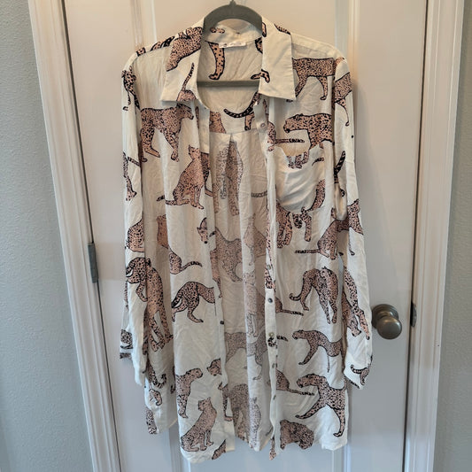 Cupshe Animal Print Swim Cover-Up Women’s Large White