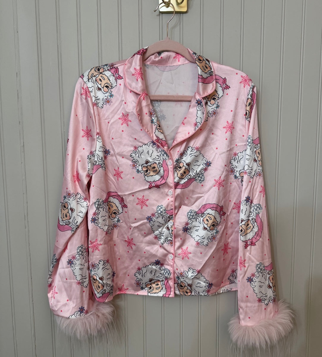 Santa Satin Pajamas Women’s Large Pink
