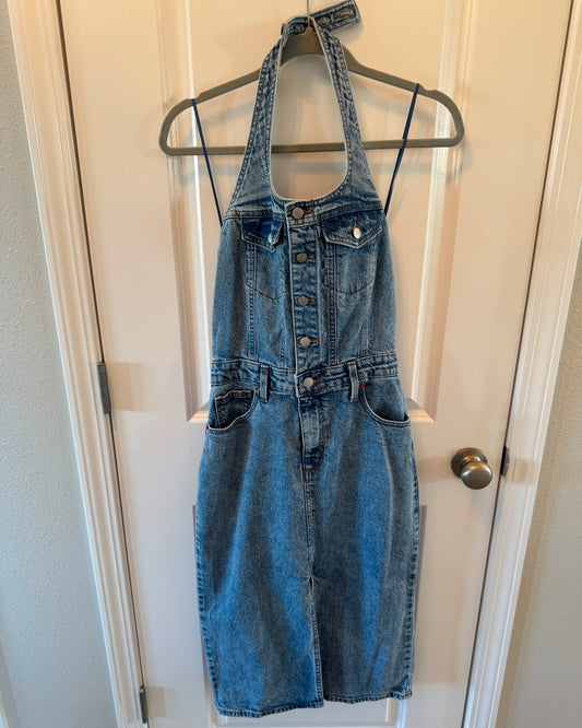 Universal Thread Denim Halter Midi Dress Women’s 4 Mid Wash NWT