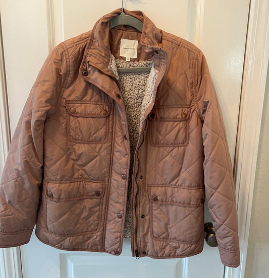 Thread & Supply Fleece Lined Quilted Utility Jacket Women’s Size Medium Mauve
