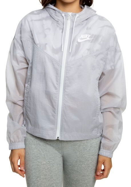 Nike Transparent Windrunner Full Zip Hooded Jacket Women’s Size Medium Summit White/Gunsmoke