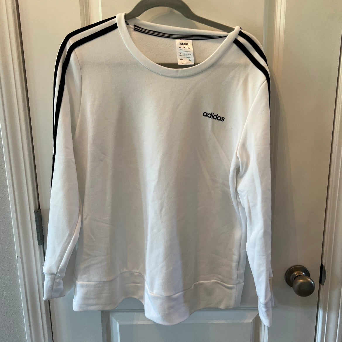 Adidas Essentials 3-stripes Sweatshirt Women’s Size Large White