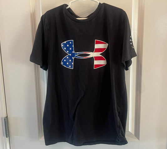 Under Armour Americana Graphic Short Sleeve Tee Youth Boy’s Size Large Black