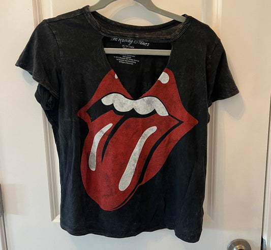 The Rolling Stones Graphic Distressed Band Tee Short Sleeve Women’s Size XS Black