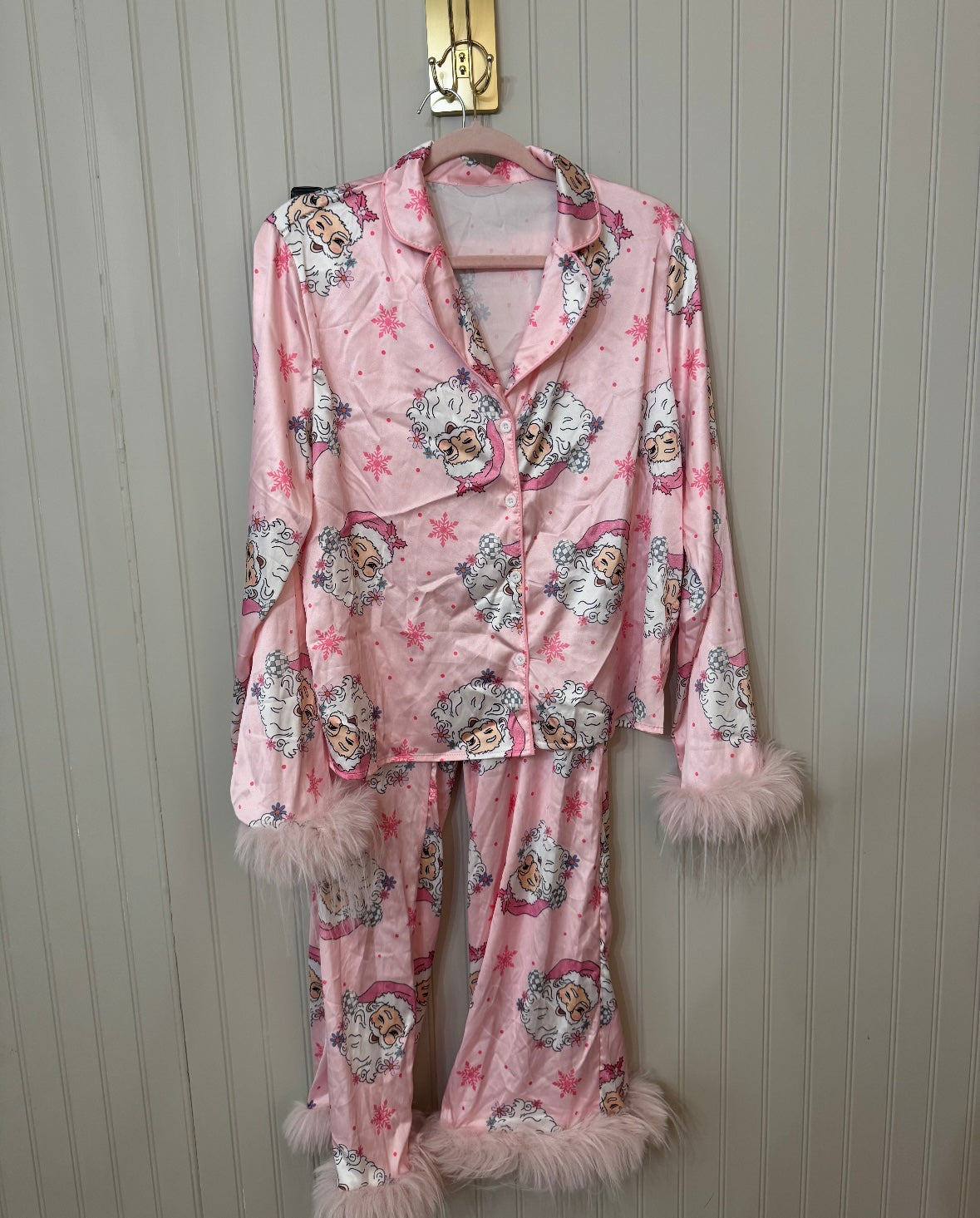 Santa Satin Pajamas Women’s Large Pink