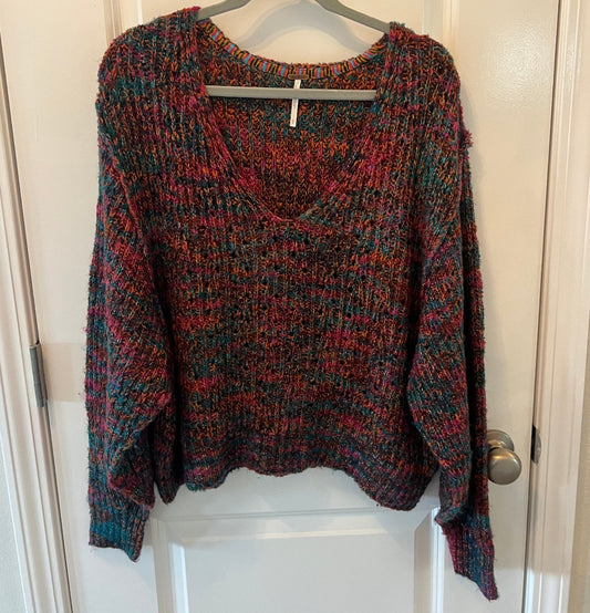 Free People Highland Space Knit Sweater Women’s Size Small Blue Multi
