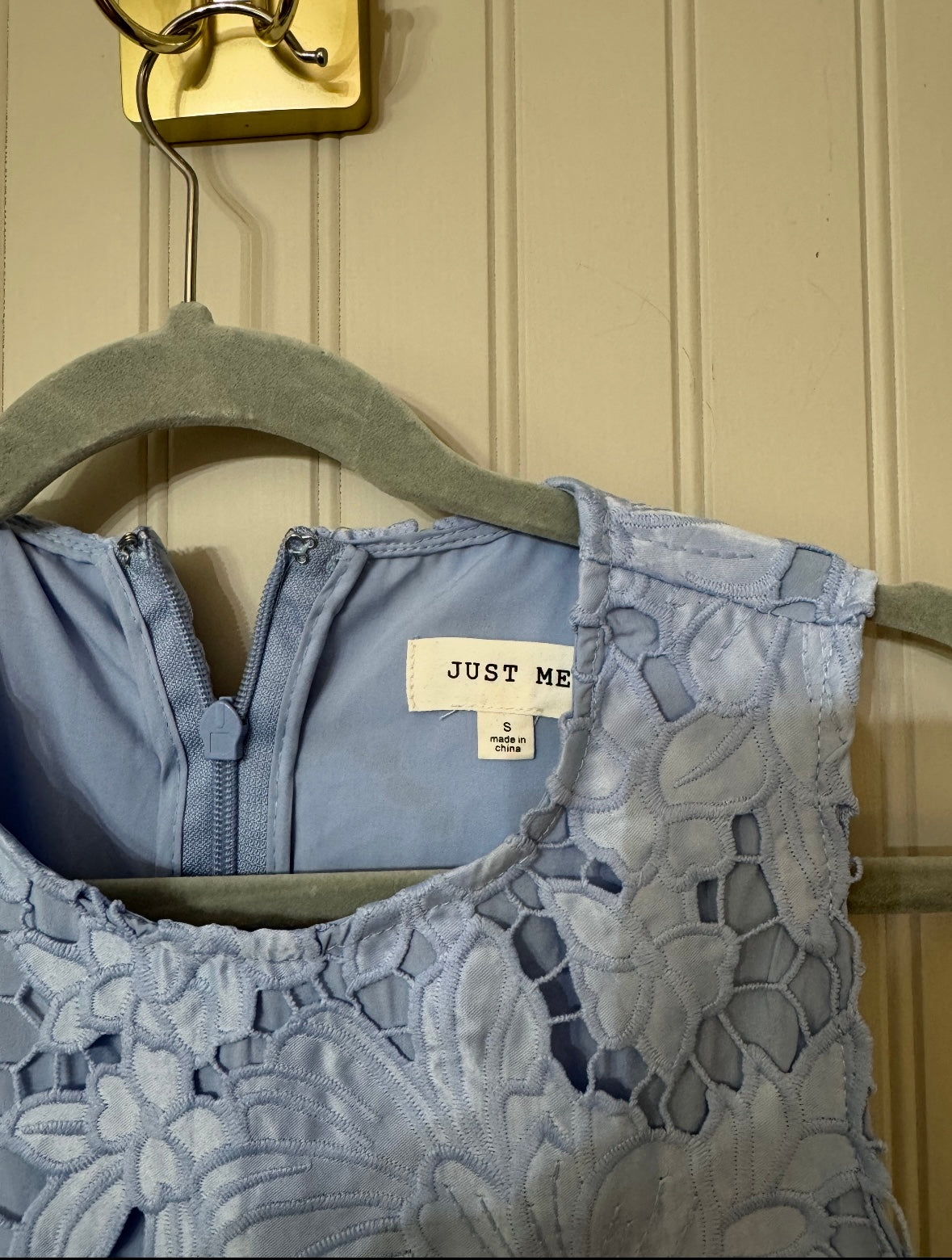 Lace Mini Dress Women’s Small Pastel Blue