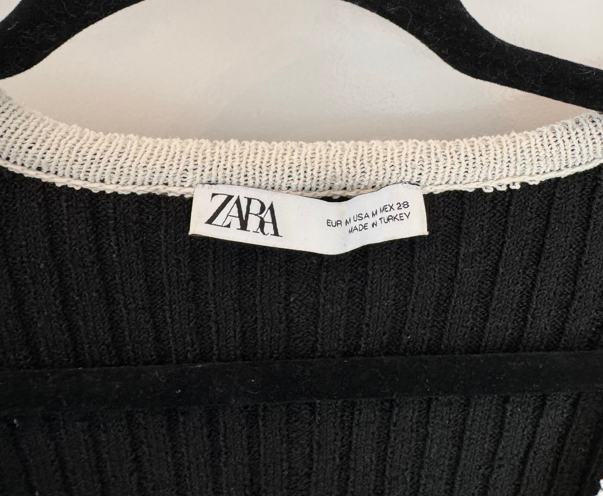 Zara Ruffle Cardigan Women’s Medium Black