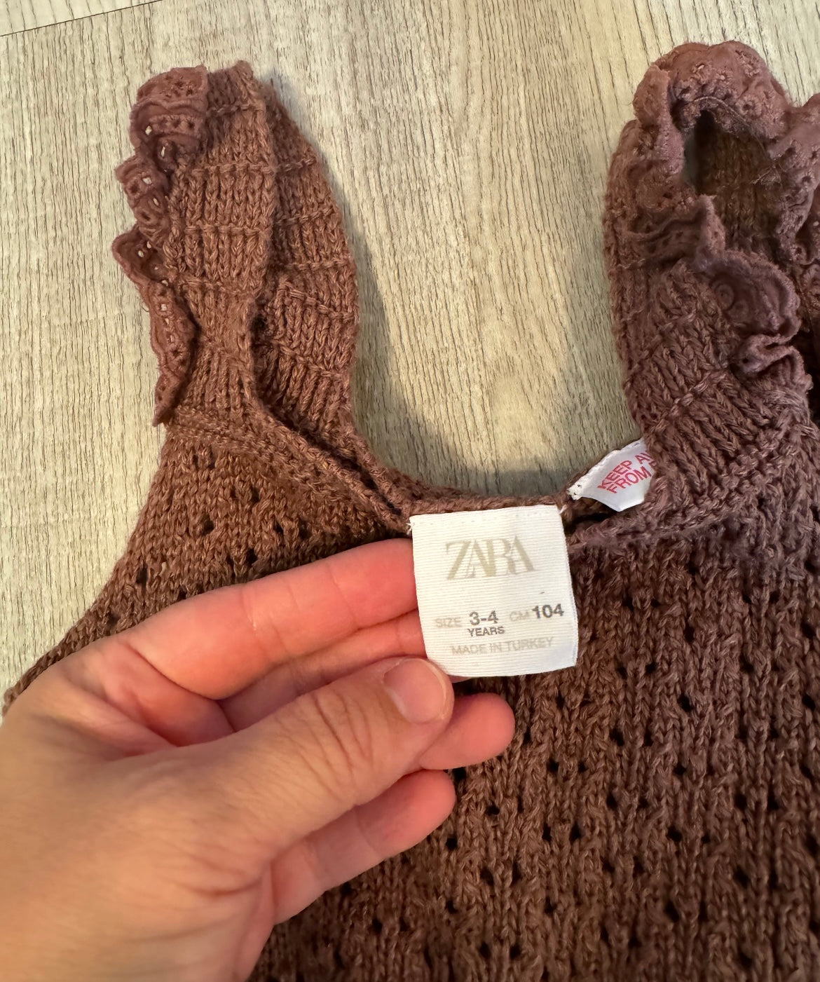 Zara Crochet Knit 70s Toddler Girl Matching Set Top Size 3-4 Years Shorts Size 2-3 Years Brown