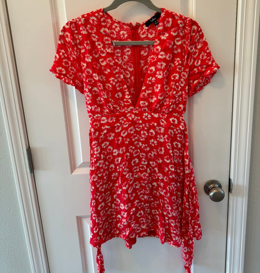 Lulu’s Garden Explorer Red Floral Print Mini Dress Women’s Size XS Red