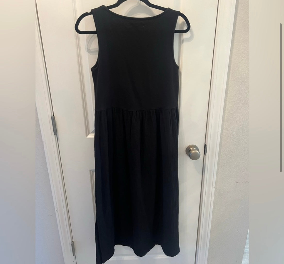 Madewell Scoop Neck Knit Sleeve Midi Dress Women’s Size Small Black