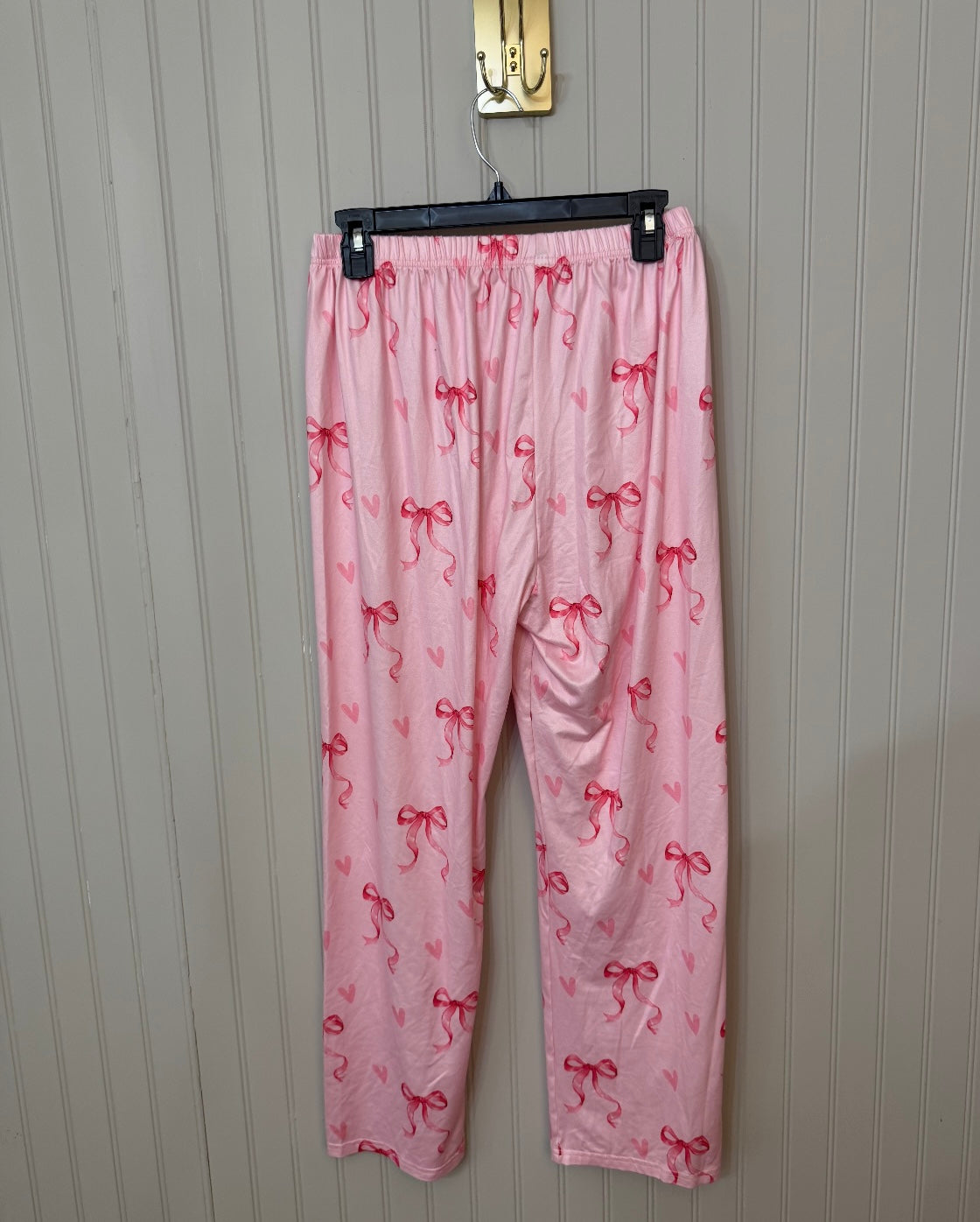 Bow Print Pajama Set Women’s Size Large Pink