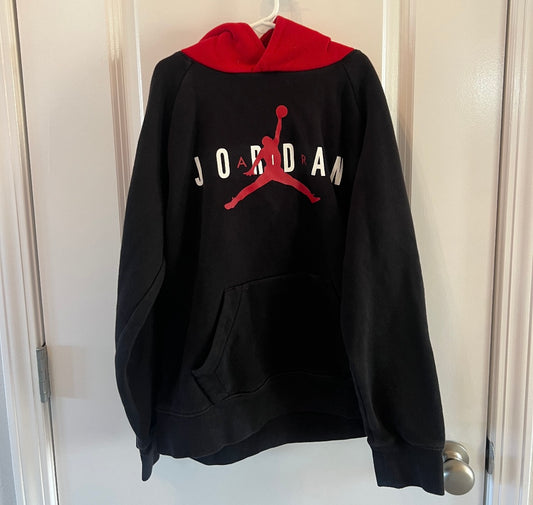 Jordan Logo Hoody Youth Boy’s Size Large Black Red