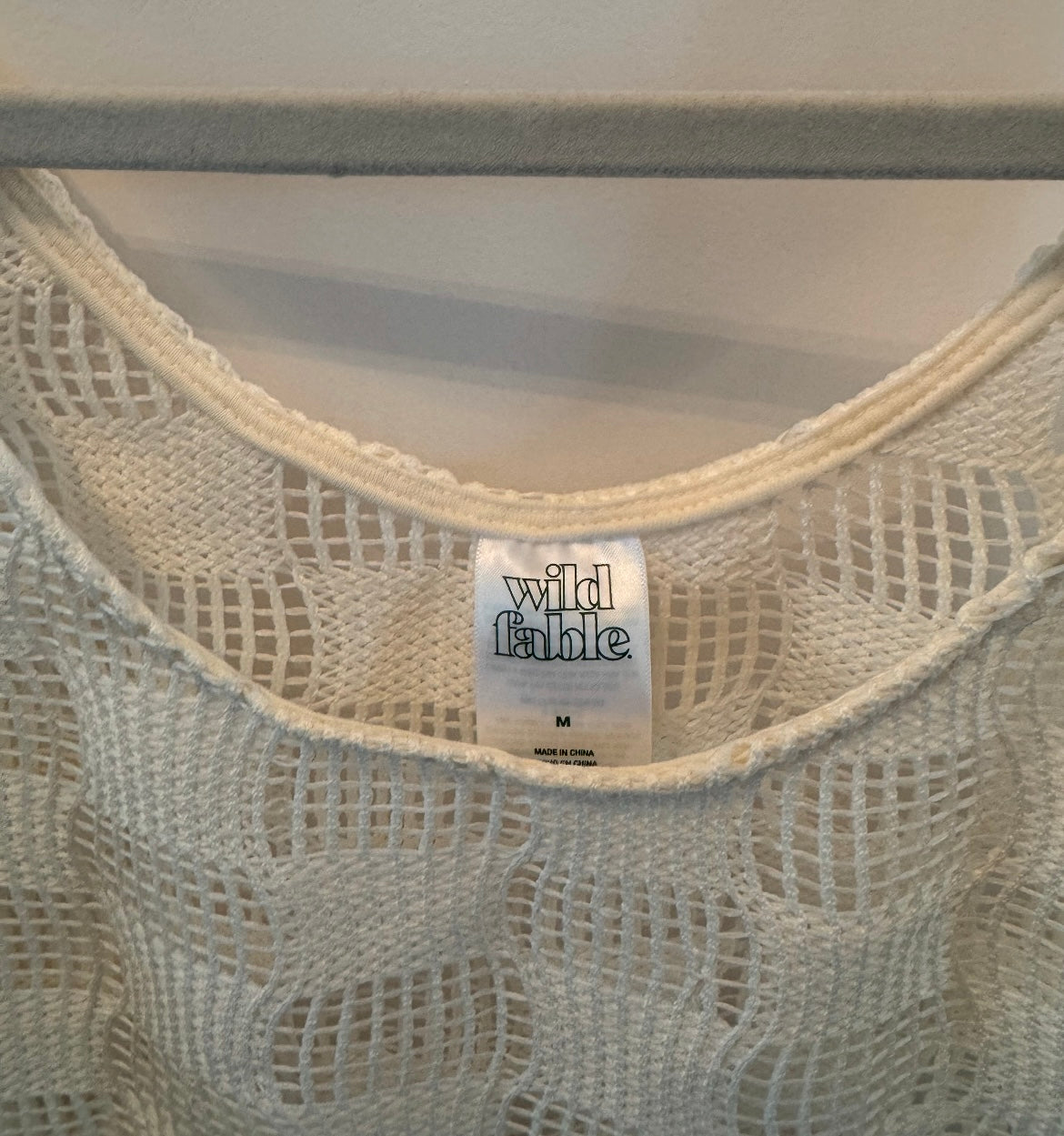 Wild Fable Checkerboard Print Crochet Tank Women’s Medium Cream