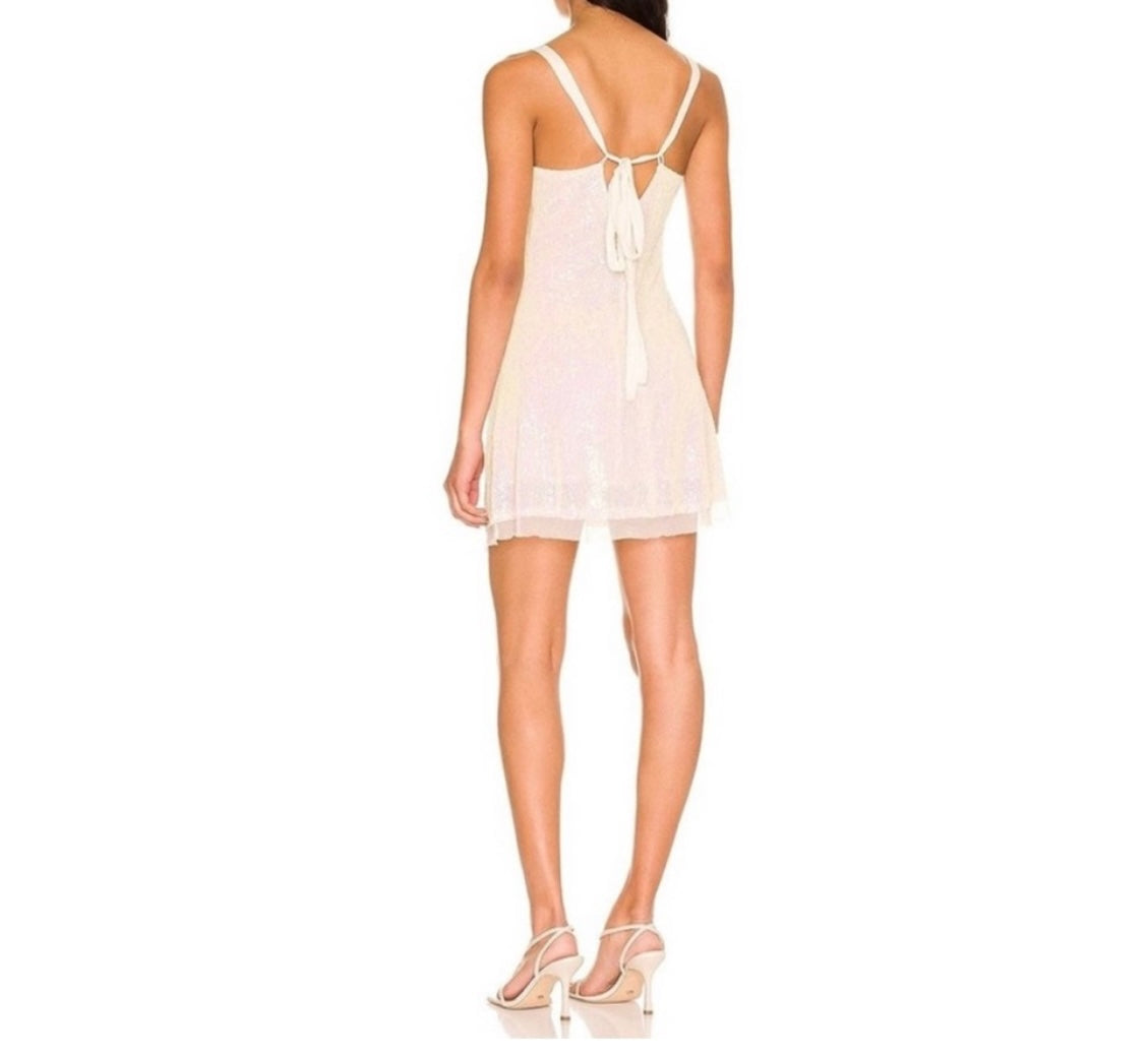 Revolve Free People Gold Rush Sequin Mini Dress Women’s Size Small Cream