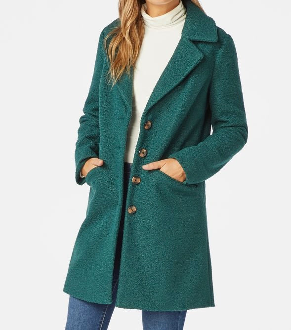 Just Fab Boucle Car Coat Women’s Size Small Hunter Green