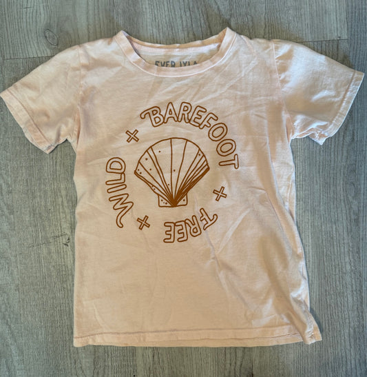 Ever After Barefoot Free Wild Graphic Tee Toddler Girls Size 4T-5T Cream