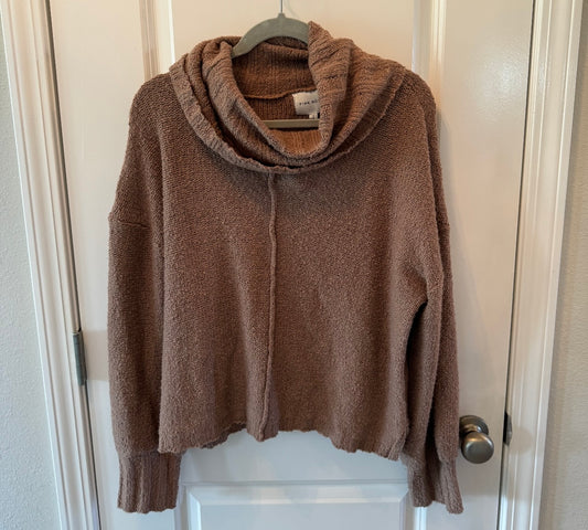 Pink Rose Chunky Cowl Neck Sweater Women’s Size Large Brown